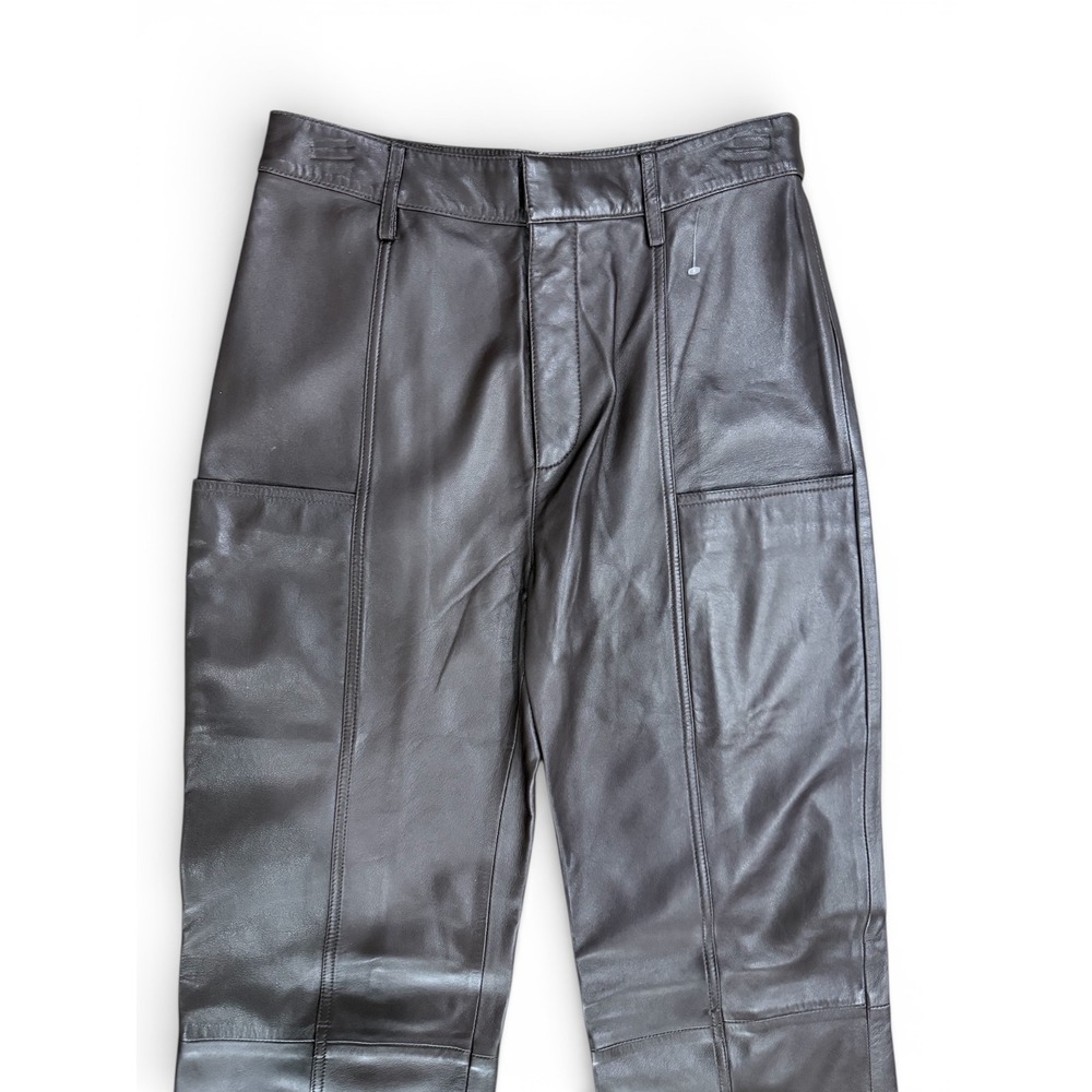 FRAME Seamed‎ Leather Trouser Espresso Lamb Leather Size 4 New - Picture 11 of 12
